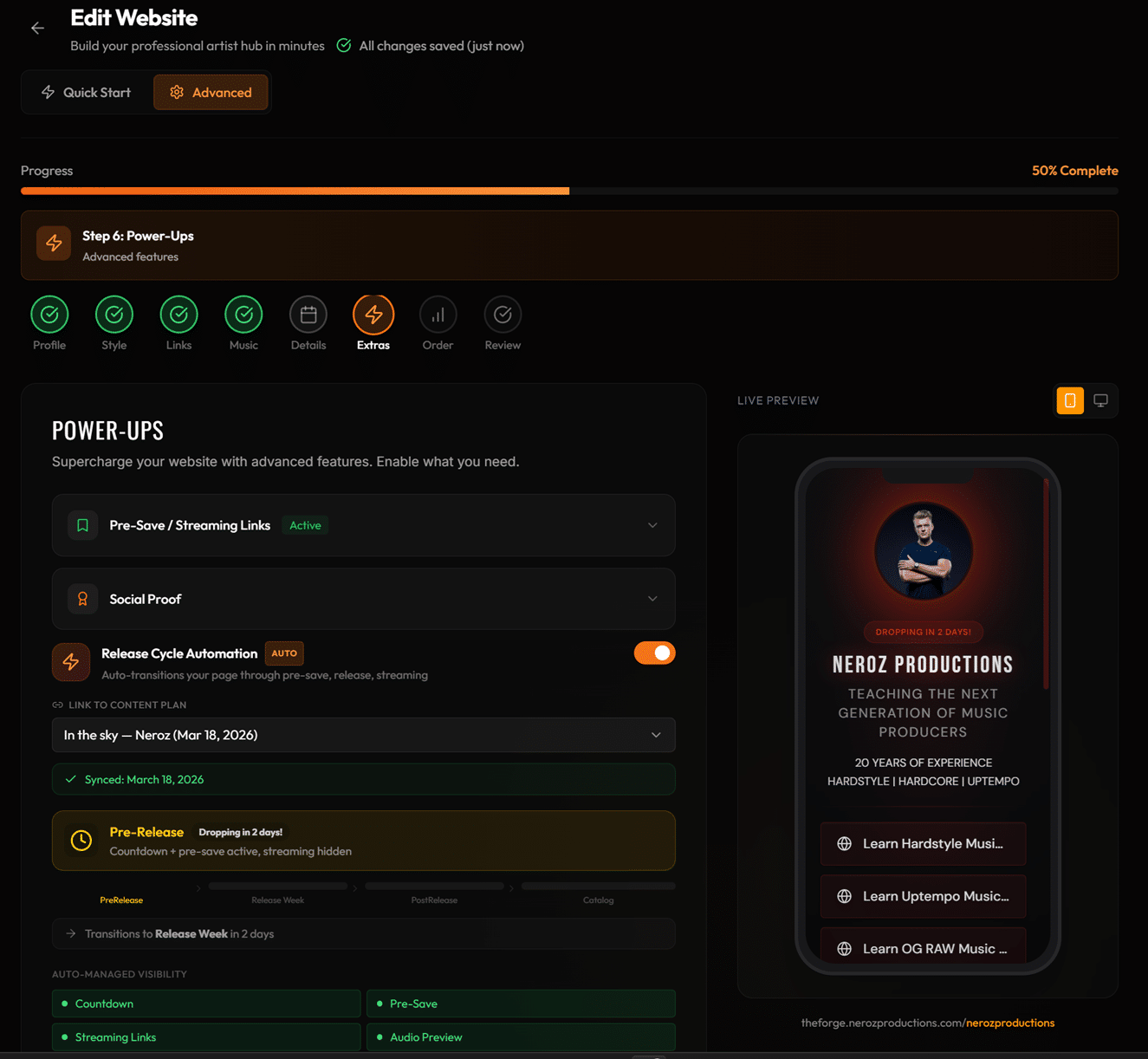 Artist Website Builder