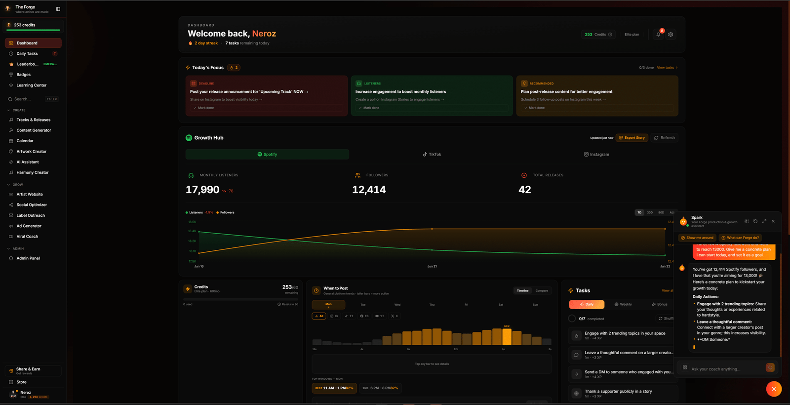 The Forge dashboard