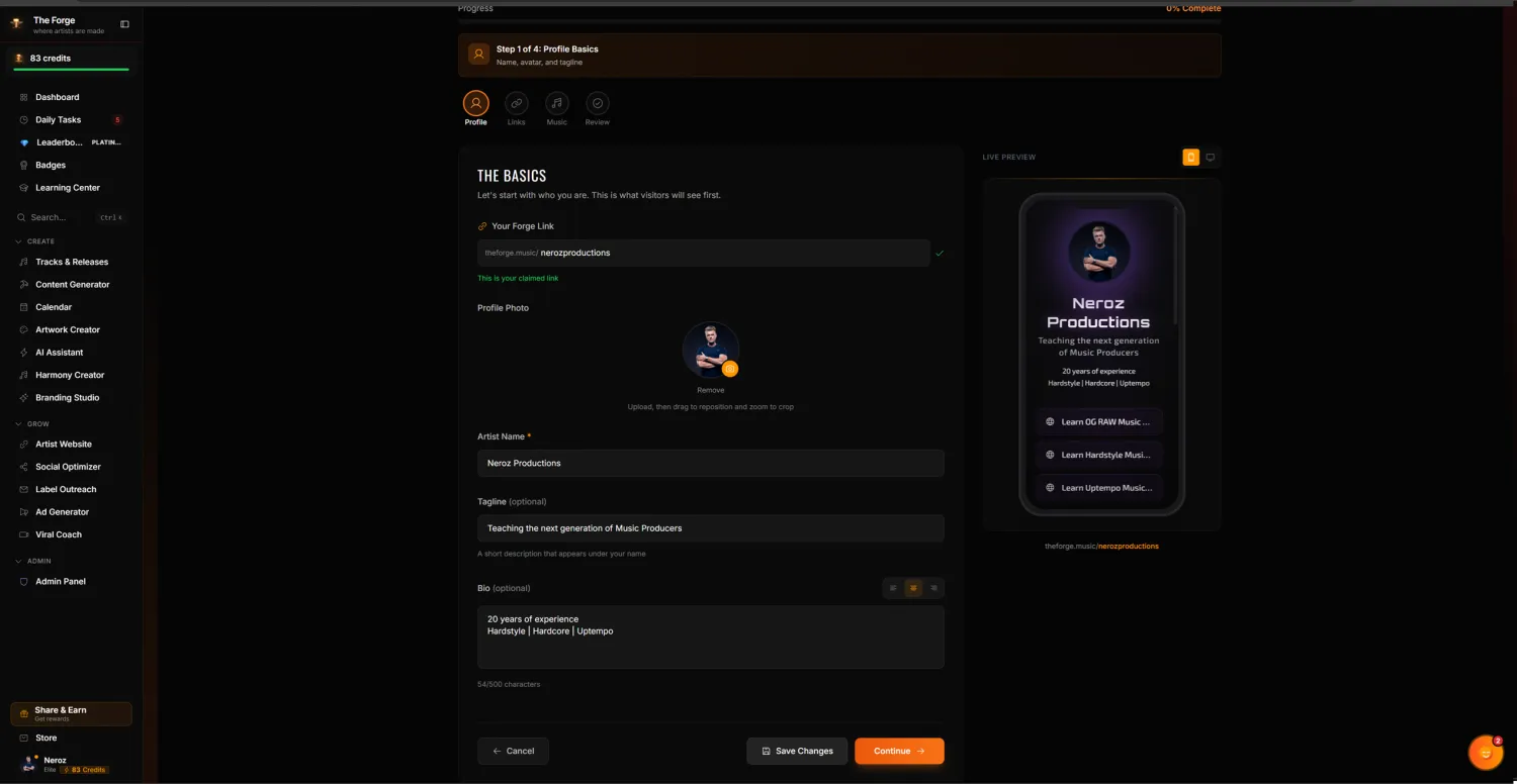 Artist Website Builder